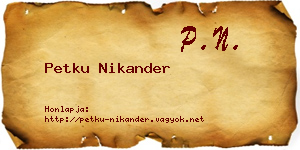 Petku Nikander névjegykártya